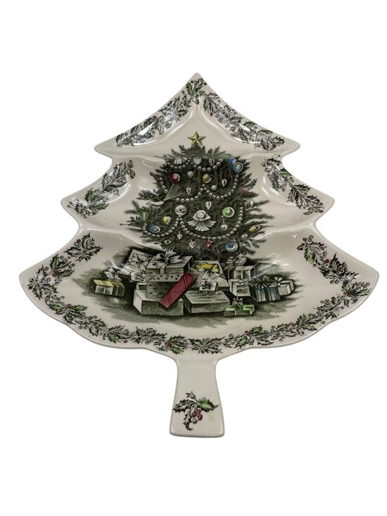 Johnson Bros Other - Johnson Bros Merry Christmas Tree-Shaped 3-Part Relish Serving Dish Festive